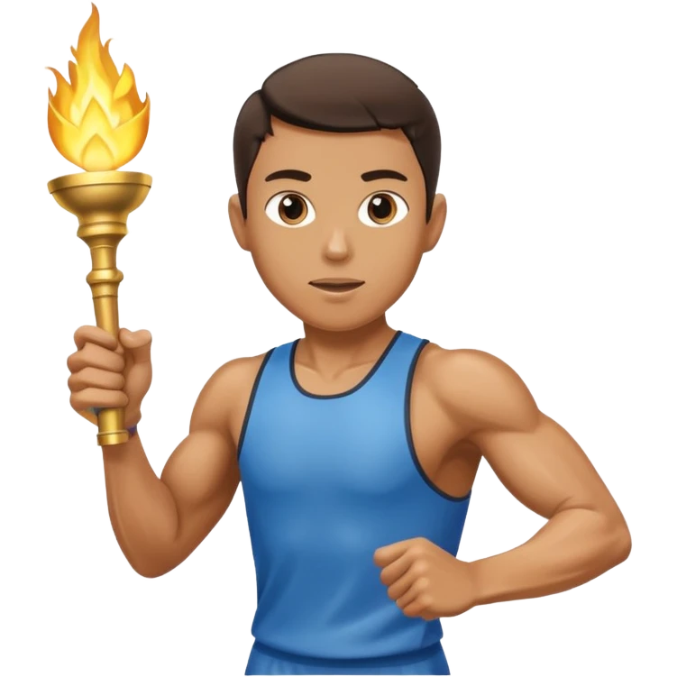 Gold torch with runners, relay race emoji