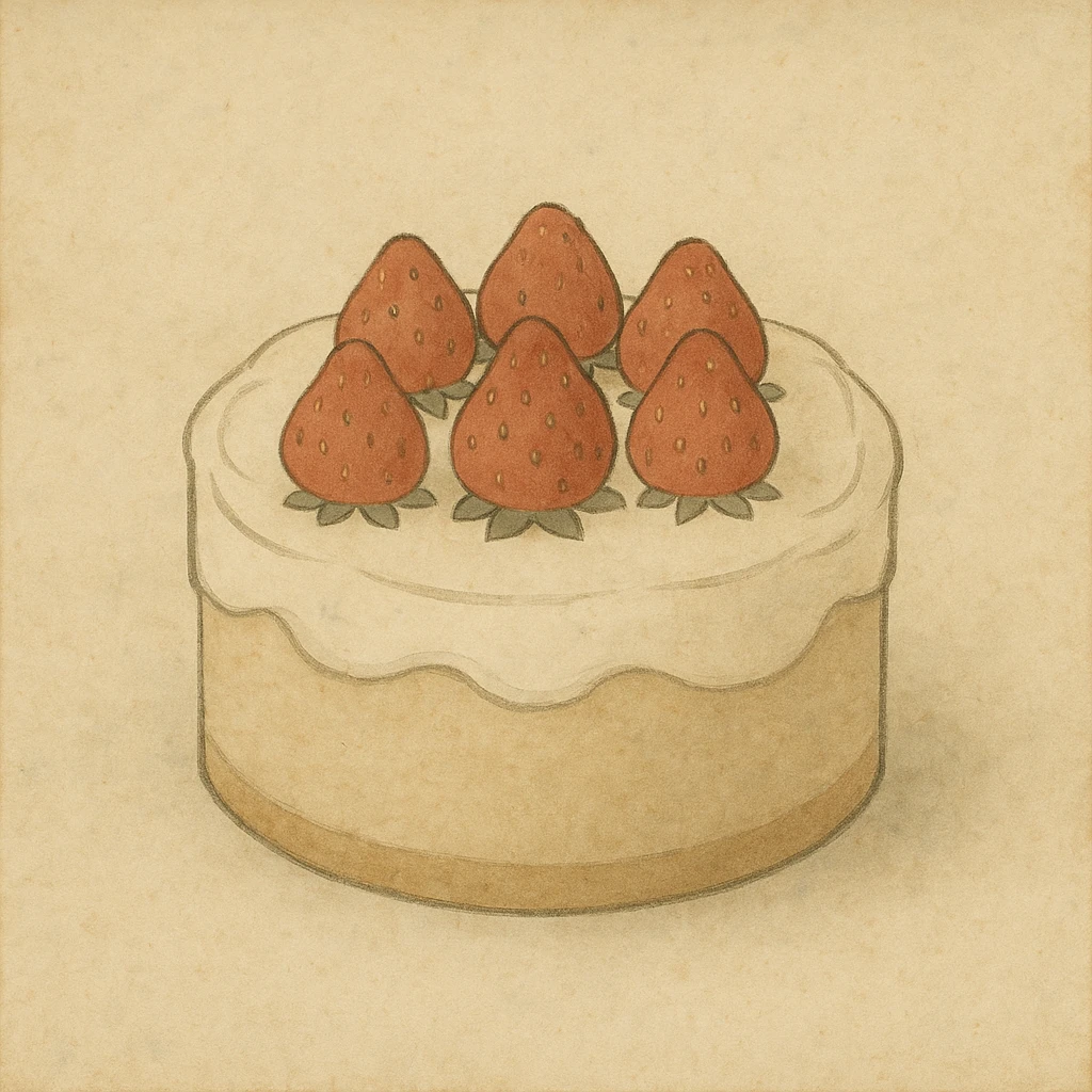 white cake with strawberries on top emoji