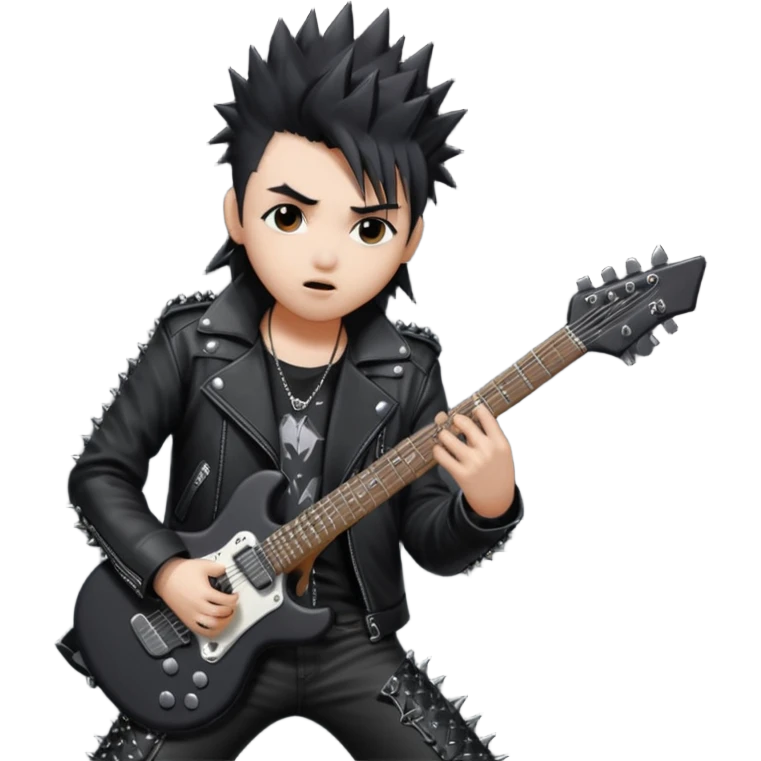 a kpop idol plying a heavy metal guitar emoji