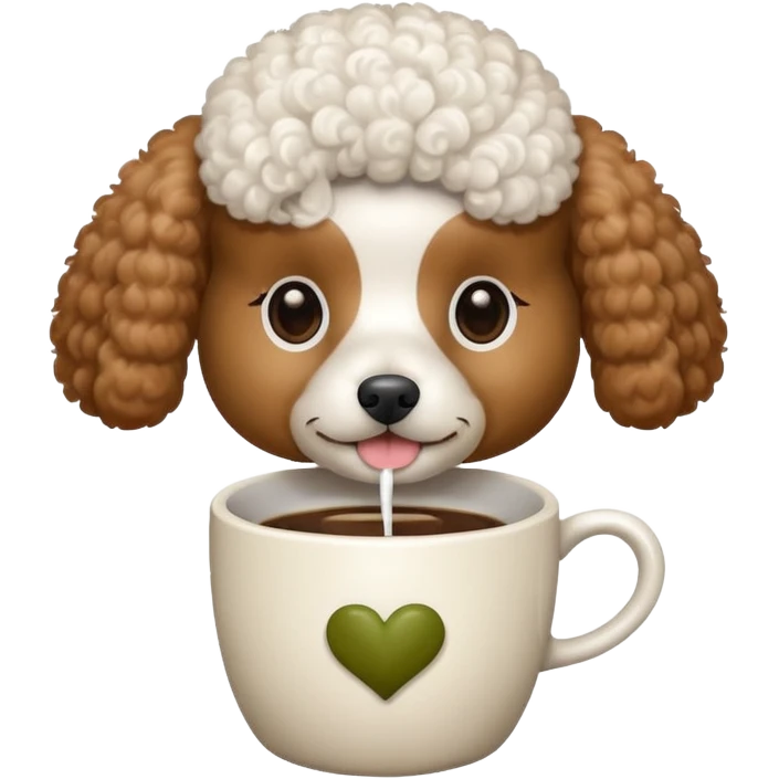 Poodle with coffee emoji