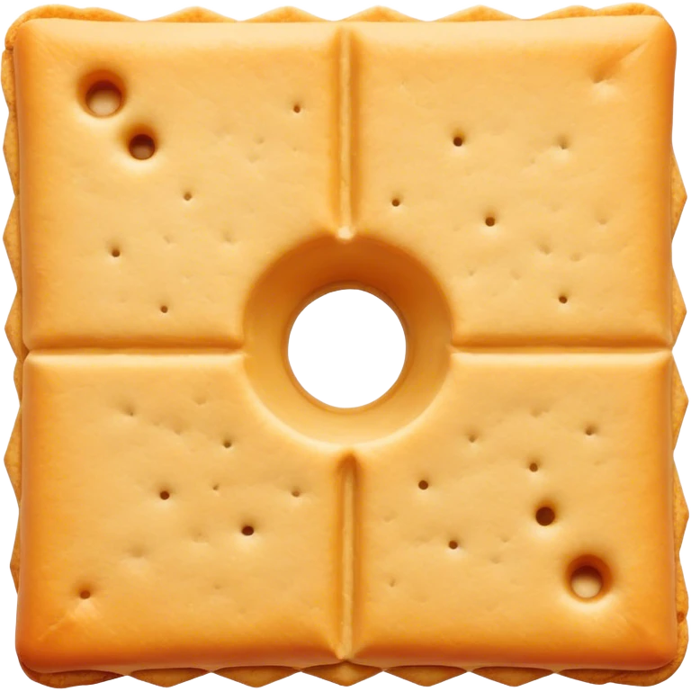 Orange square crackers with ridges and a hole in the middle emoji