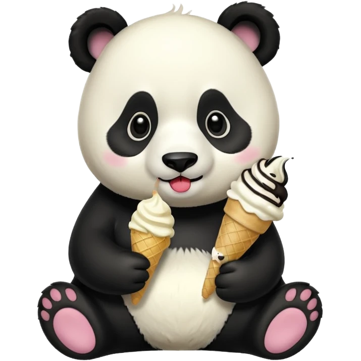 Panda eating ice cream emoji