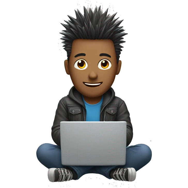 guy with spiky hair with laptop emoji