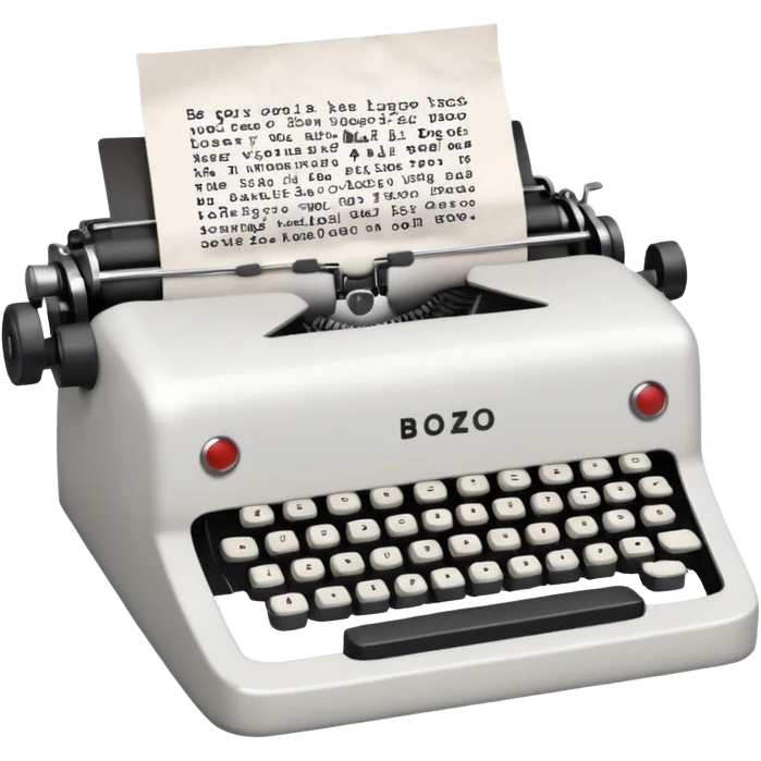 Typewriter typing on paper that says bozo emoji