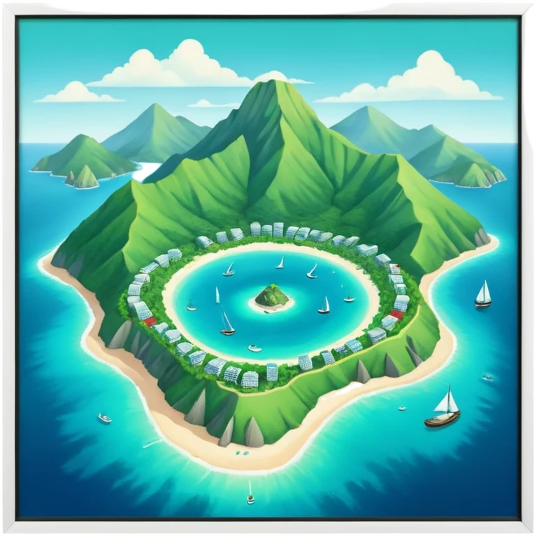 île Guadeloupe dans sa forme géographique réelle, vue du dessus emoji