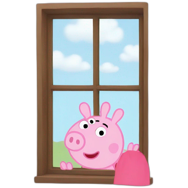 Peppa pig behind a window emoji