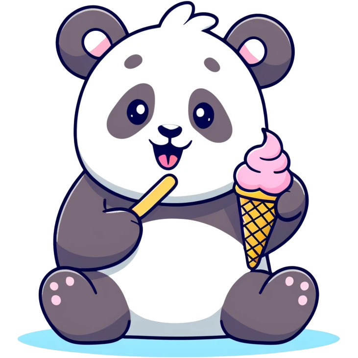 Panda eating ice cream emoji