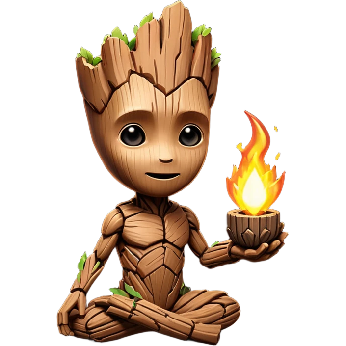 baby-groot with a hearth emoji