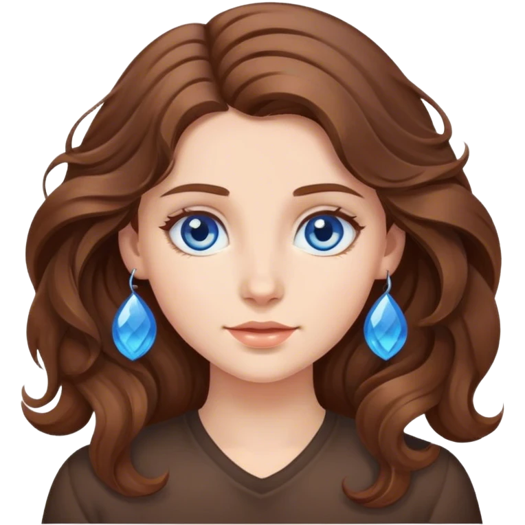 Wavy brown hair girl,with blue eyes  emoji