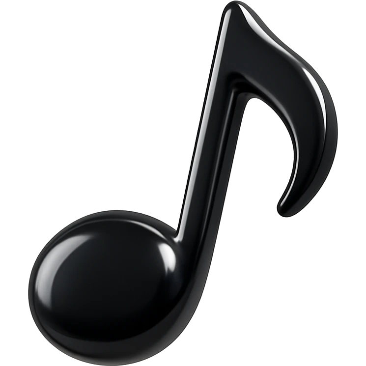 3D black musical note, glossy, floating emoji