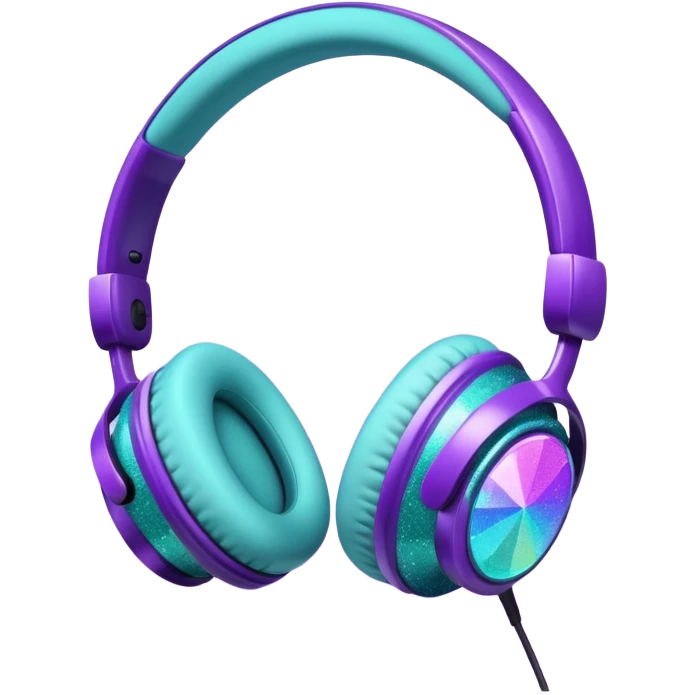 Glitter Purple and Cian headset emoji