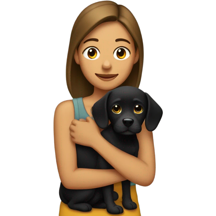 Muchacha con perrito negro  emoji