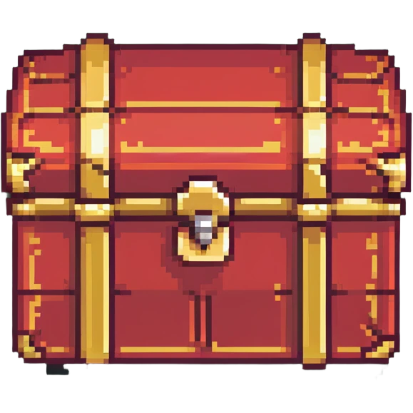 A red RPG treasure chest with gold trim, 16-bit style emoji