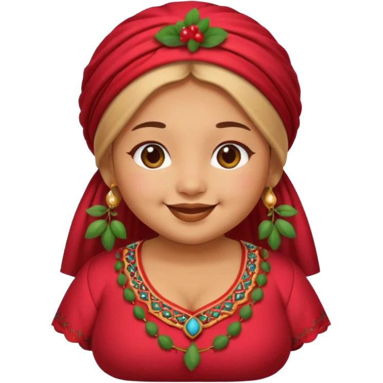 Cute emoji female chubby with a berry she is tan and moroccan  emoji