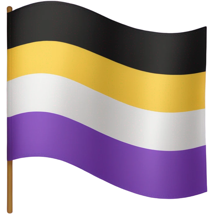 non-binary pride flag with four horizontal stripes: yellow, white, purple, and black emoji