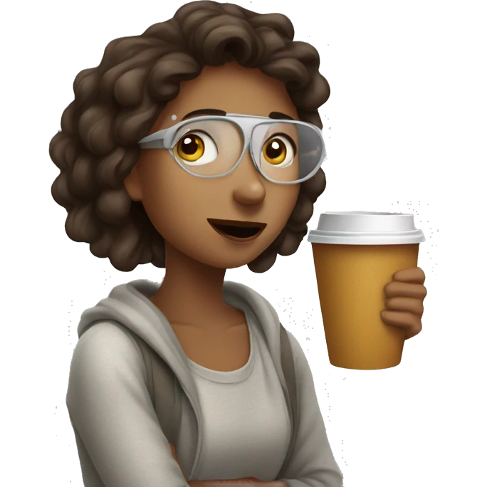 Girl with coffe after she wake up  emoji