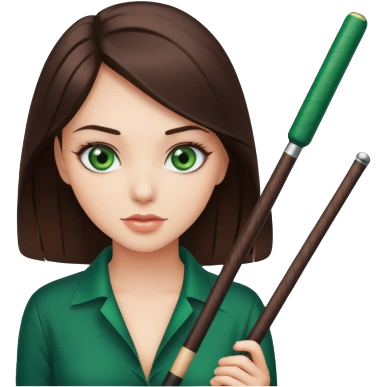 Beautiful brunette with pool cue emoji