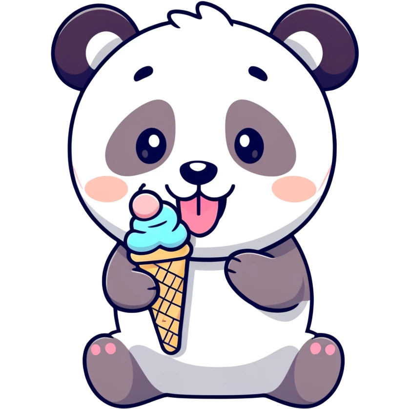 Panda eating ice cream emoji