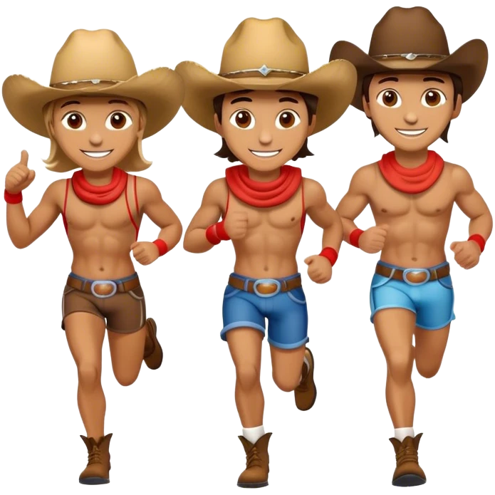 Athletic runners wearing a cowboy hat fun  emoji