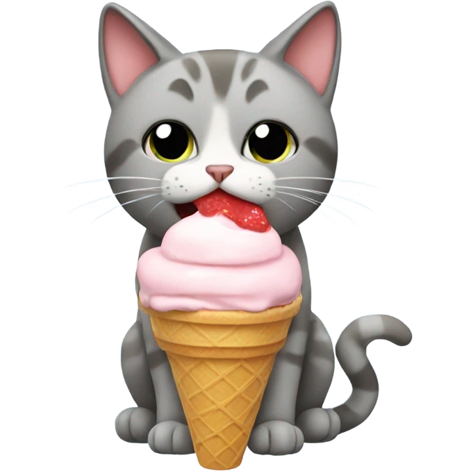 Cat eating ice cream emoji