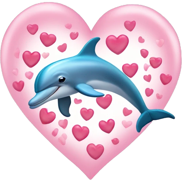 Dolphin jumping through heart emoji