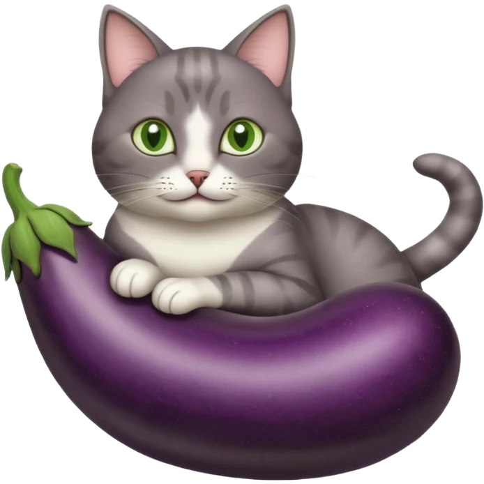 Cat on a eggplant  emoji