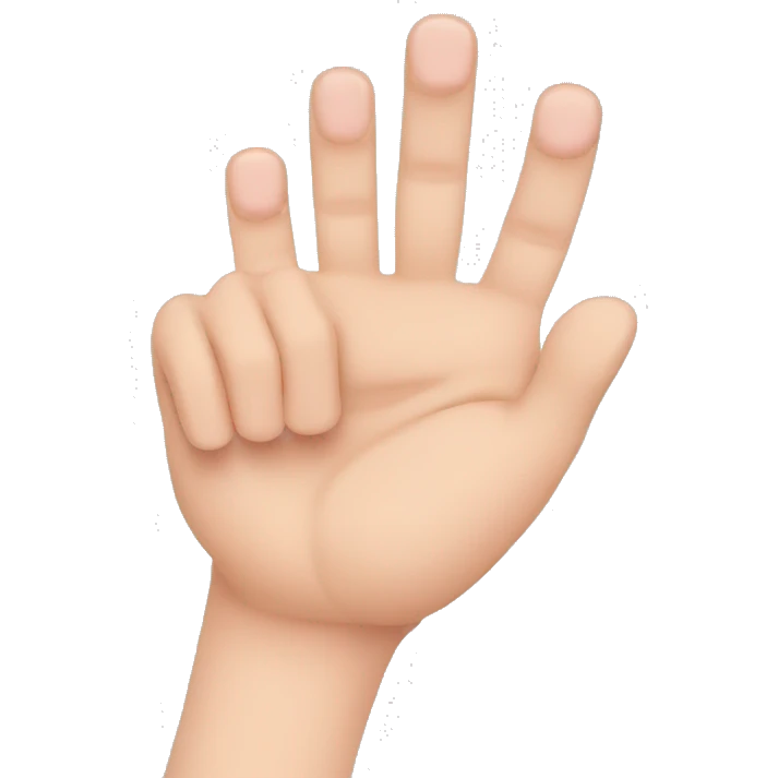 hand with thumb, pinky and ring finger up and pointer and middle finger down emoji