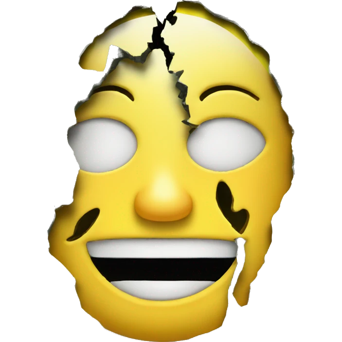cracked open money face emoji with something behind the cracks emoji