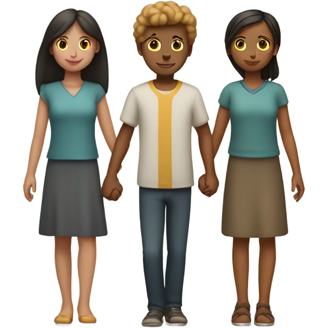 three people holding hands 2 girls 1 boy  emoji