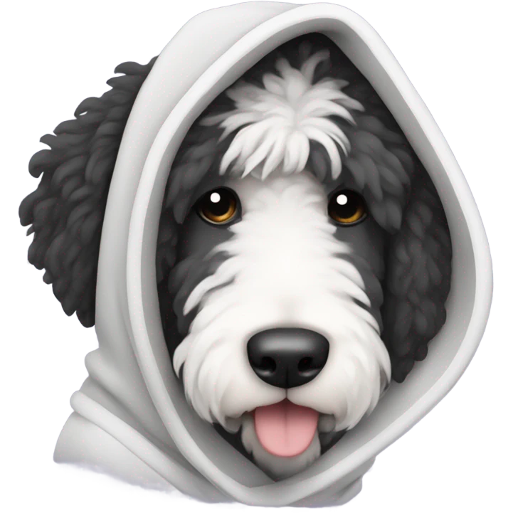 Sheepadoodle with a hoodie  emoji