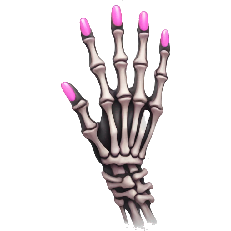 skeleton hand with long pink nails emoji