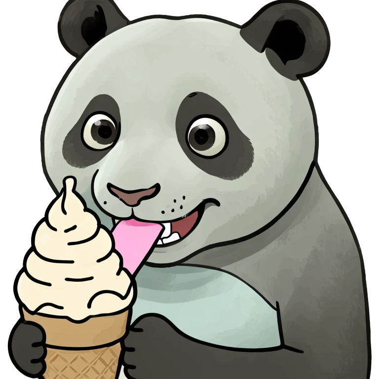 Panda eating ice cream emoji