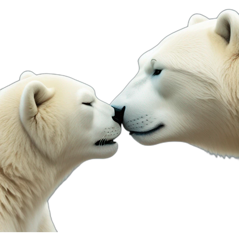 polar bear kisses lioness emoji