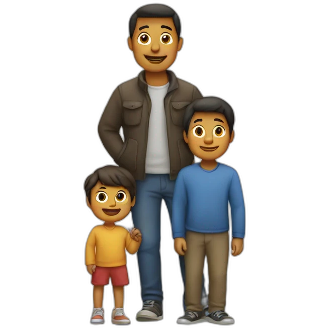 Homme avec ses 3 enfants emoji