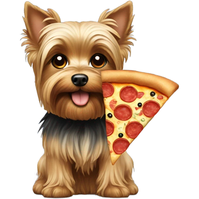Yorkie with pizza emoji