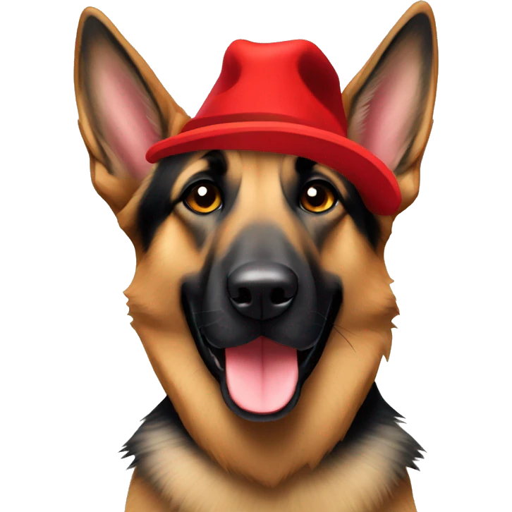 German Shepard with red hat  emoji