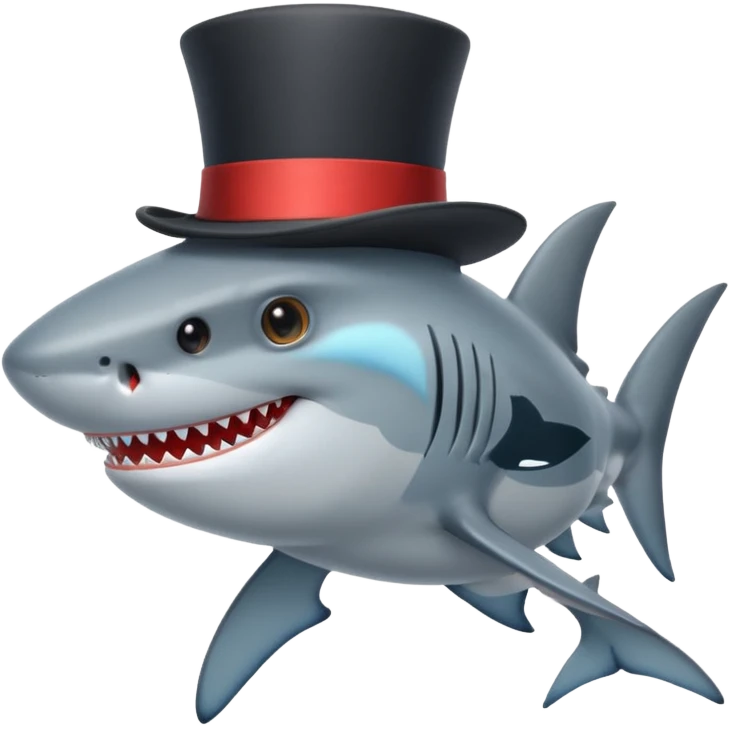 Shark with a top hat emoji