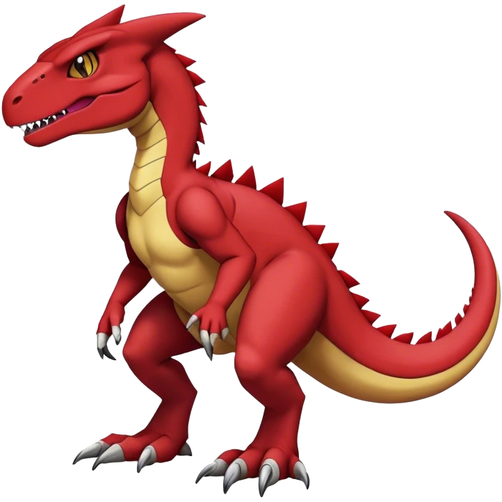  Cool Edgy Maroon Guilmon-Charmeleon-Digimon-Fakemon-Velociraptor full body emoji