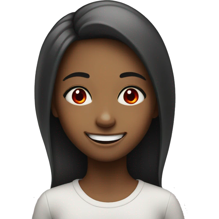 Girl with red eyes big smile emoji