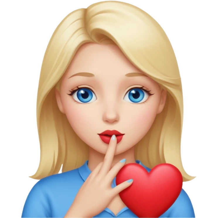 Une femme blonde yeux bleus qui envoi un bisous cœur emoji