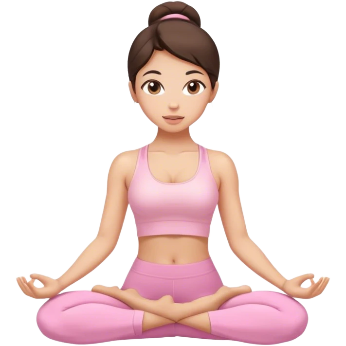 brunette yoga girl light pink clothes n emoji