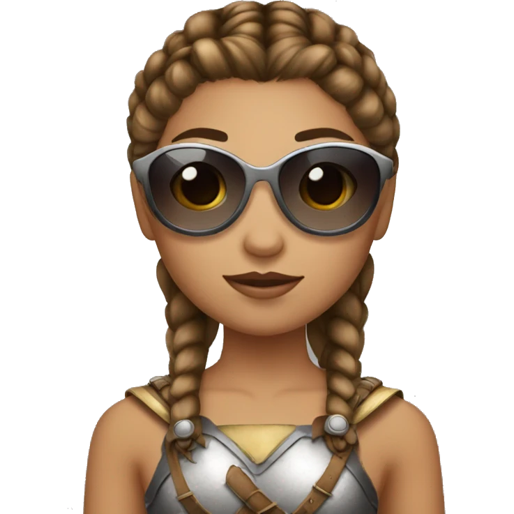 Girl gladiator with French braids, brown hair and sunglasses emoji