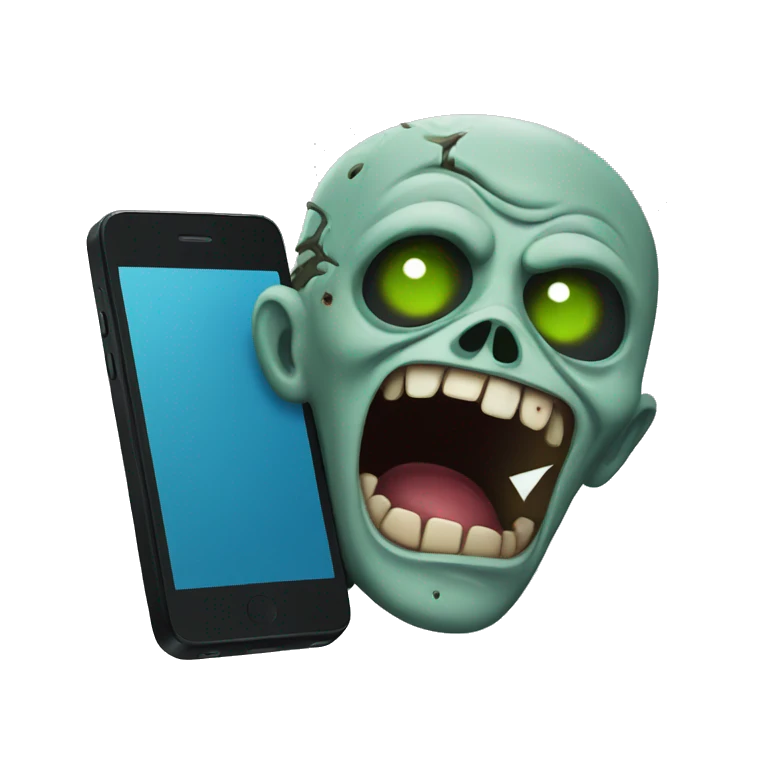 happy zombie watching a phone emoji