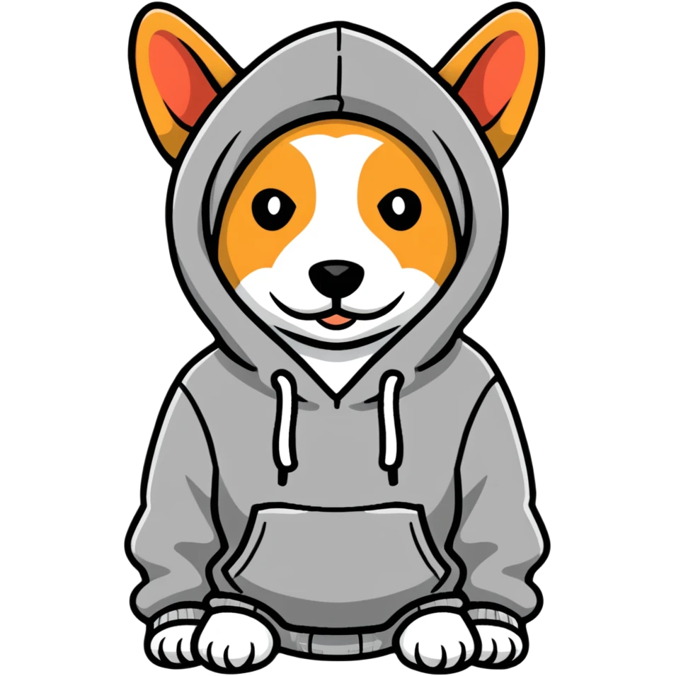 Dog wearing hoodie emoji