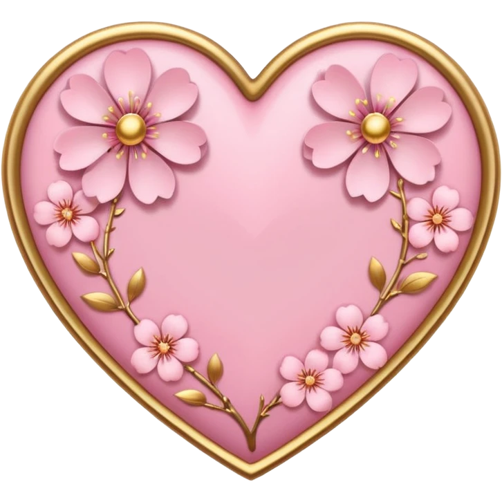 sakura heart with gold accents emoji