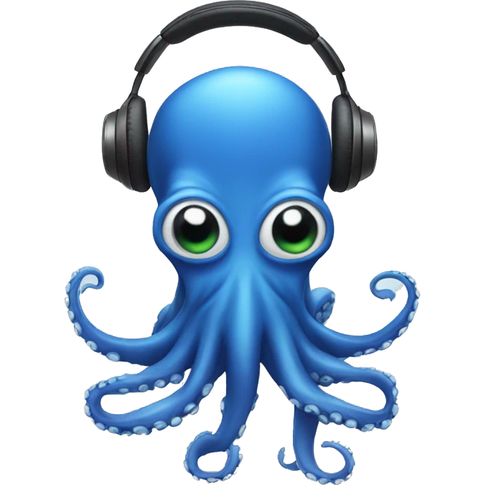 Blue octopus emoji wearing headphones emoji