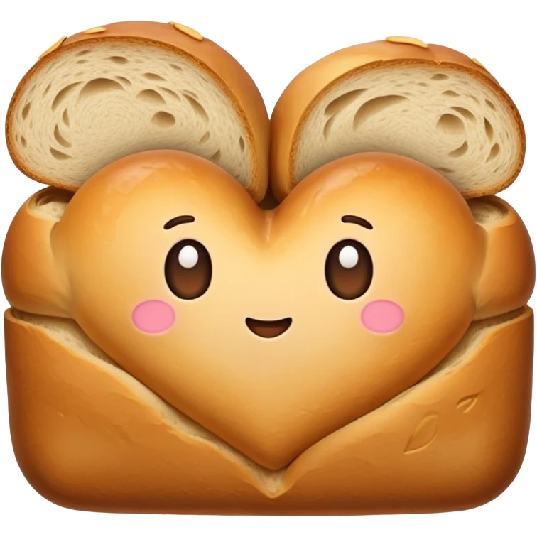 A loaf of bread that is in the shape of a heart emoji