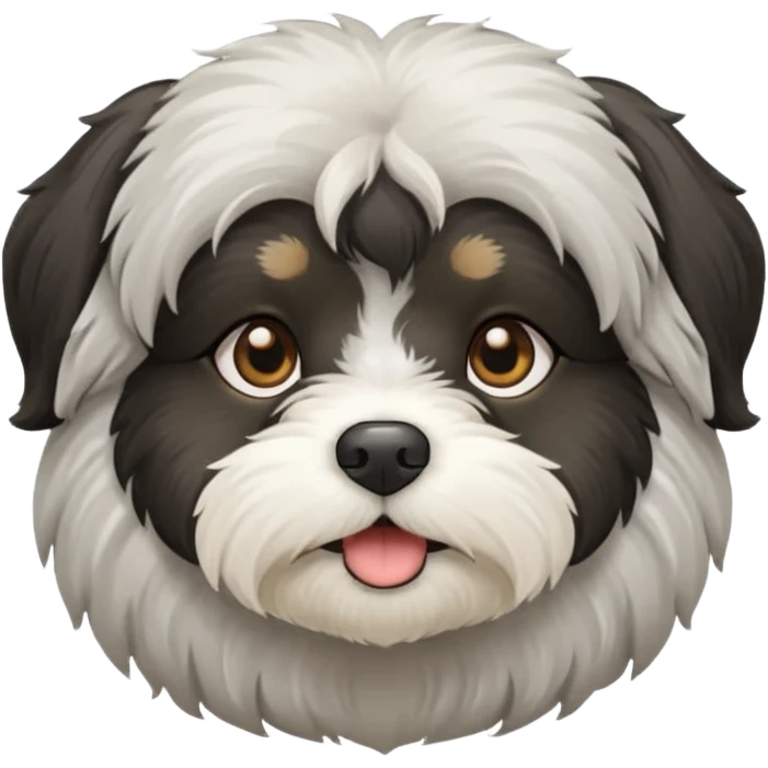 Black Havanese with white chest and greyish around mouth emoji
