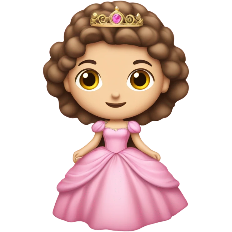 beautiful caucasian brunette princess in pink princess dress emoji