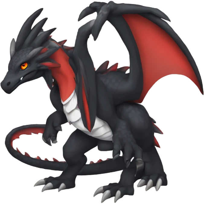 Anthro Cute cool black red nargacuga dragon animal hybrid Fakemon full body emoji